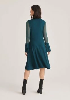 Paisie Flared Sleeve Knitted Dress - Teal -Cheap Paisie Sales Store 0071abdc748747a4a88bdb1c652decc1