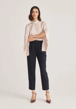 Paisie Button Trousers - Navy