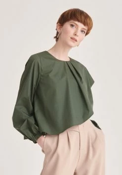 Paisie Asymmetric Frill Top - Green