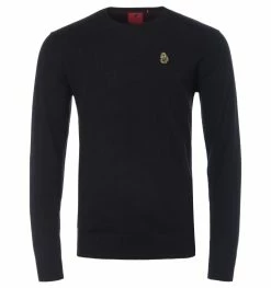 Men's Luke 1977 Gerard 3 Crew Neck Knitted Jumper in Black