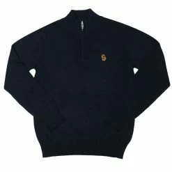 Boy's Luke 1977 Junior Pretender Quarter Zip Knit Jumper in Navy