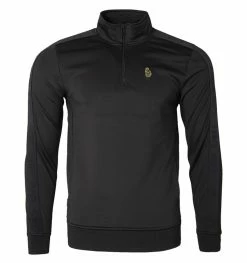 Luke 1977 Tricot Tape Logo Quarter Zip Sweatshirt - Black