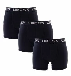 Luke 1977 Three Pack Boxer Trunks - Black