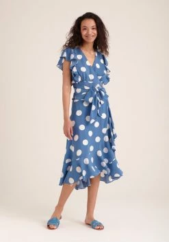 Paisie Polka dot Wrap Skirt - Blue