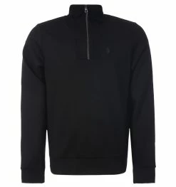 Luke 1977 Hugh Roll Neck Quarter Zip Sweatshirt - Jet Black