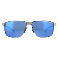 Porsche Design Rimless Mens Gold and Grey Blue Silver Mirror Sunglasses