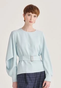 Paisie Belted Blouse - Blue