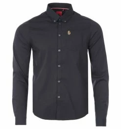 Luke 1977 Telford Stretch Cotton Button Down Shirt - Black