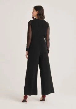 Paisie V-Neck Jumpsuit with Sheer Sleeves - Black 7 Paisie V-Neck Jumpsuit with Sheer Sleeves - Black -Cheap Paisie Sales Store 42c9e34d99914dd39125c2b15befc188