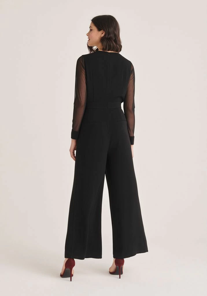 Paisie V-Neck Jumpsuit with Sheer Sleeves - Black 5 Paisie V-Neck Jumpsuit with Sheer Sleeves - Black - Image 3