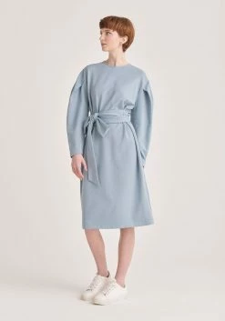 Paisie Waist Tie Jersey Dress - Blue