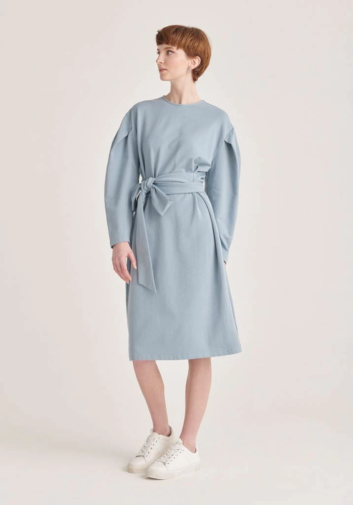 Paisie Waist Tie Jersey Dress - Blue 3 Paisie Waist Tie Jersey Dress - Blue