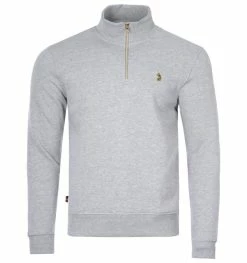Luke 1977 Higgs Quarter Zip Sweatshirt - Mid Marl Grey