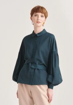 Paisie Shirt with Detachable Belt - Green