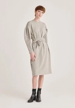 Paisie Waist Tie Jersey Dress - Grey