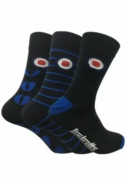 Lambretta Mens Cotton Rich Socks 3 Pairs in Black / Blue - Black/Blue