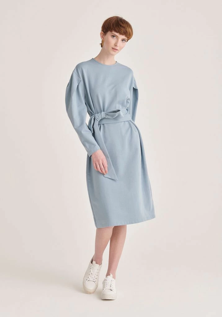 Paisie Waist Tie Jersey Dress - Blue 4 Paisie Waist Tie Jersey Dress - Blue - Image 2