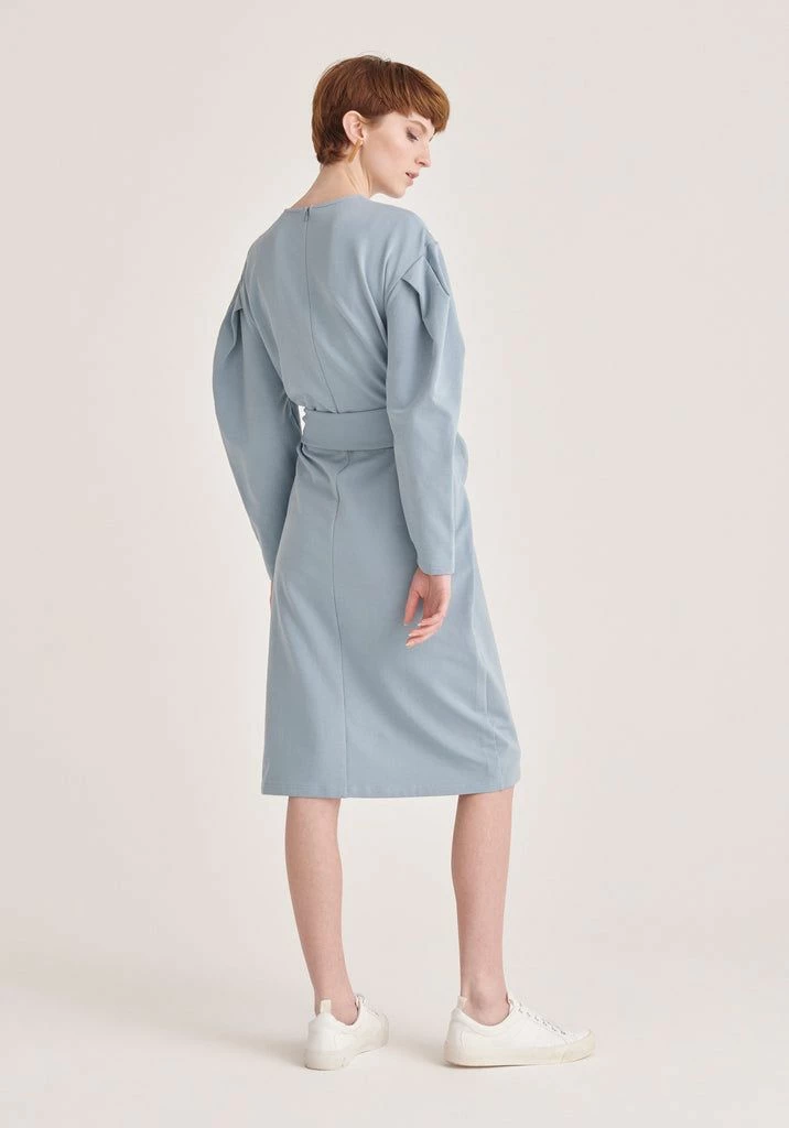 Paisie Waist Tie Jersey Dress - Blue 5 Paisie Waist Tie Jersey Dress - Blue - Image 3