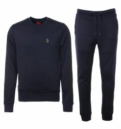 Luke 1977 Tricot Tape Logo Crew Neck Tracksuit Set - Navy