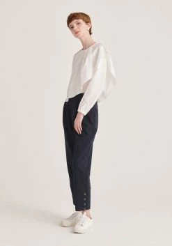 Paisie Asymmetric Frill Top - White