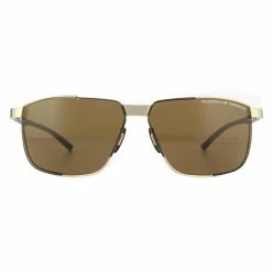 Porsche Design Rimless Mens Gold Brown Sunglasses