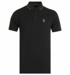 Luke 1977 Ricky Gold Tipped Polo Shirt - Black