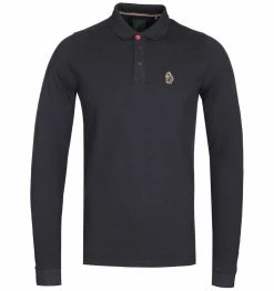 LUKE 1977 Williams Black Long Sleeve Pique Polo Shirt