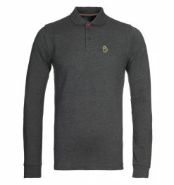 Luke 1977 Williams Charcoal Long Sleeve Pique Polo Shirt