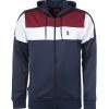 Luke 1977 Baldur Colour Block Zip Hoodie - Navy & Garnet