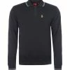 Luke 1977 Milk Tipped Knitted Long Sleeve Polo Shirt - Black -Cheap Paisie Sales Store d614323aff40472895d6c3616e14c950