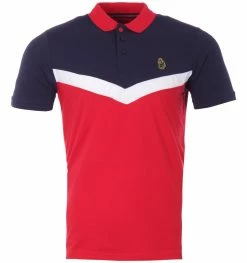 Luke 1977 Cala Mayor Contrast Polo Shirt - Navy, White & Red