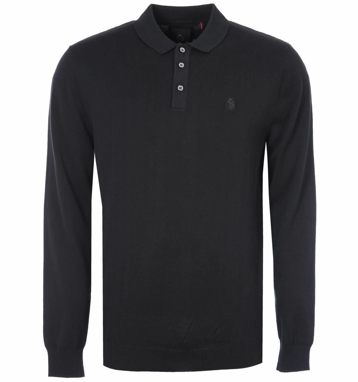 Luke 1977 Venice Knitted Long Sleeve Polo Shirt - Jet Black 3 Luke 1977 Venice Knitted Long Sleeve Polo Shirt - Jet Black