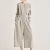 Paisie Belted Jersey Jumpsuit with Buttons - Grey -Cheap Paisie Sales Store e279f55cca704cacb78ac499dae76863