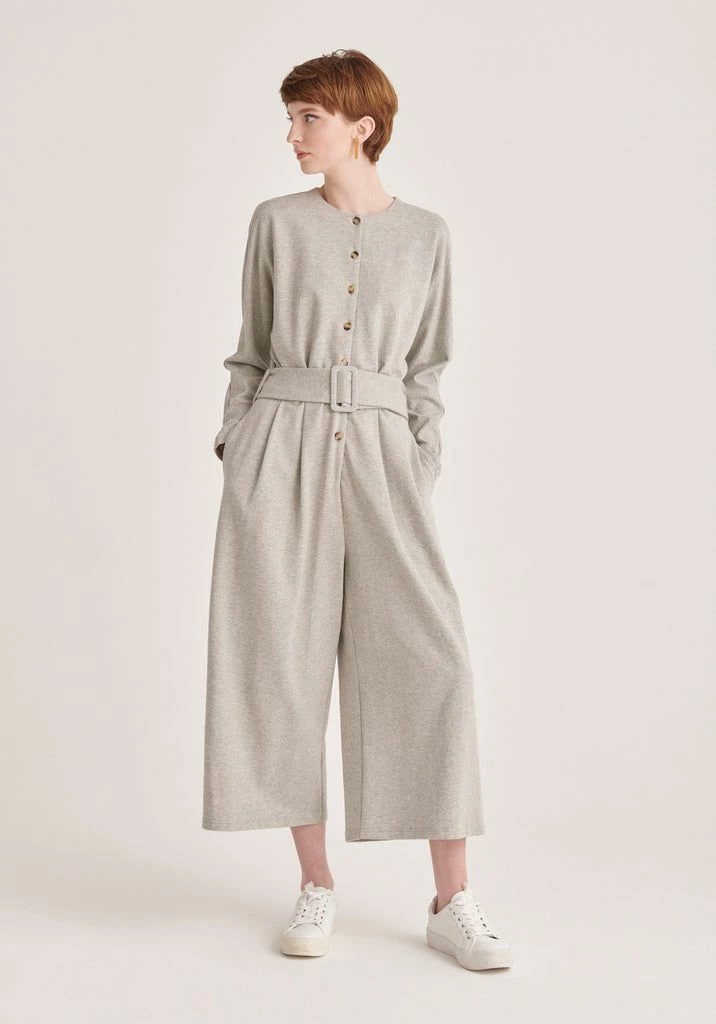 Paisie Belted Jersey Jumpsuit with Buttons - Grey 3 Paisie Belted Jersey Jumpsuit with Buttons - Grey