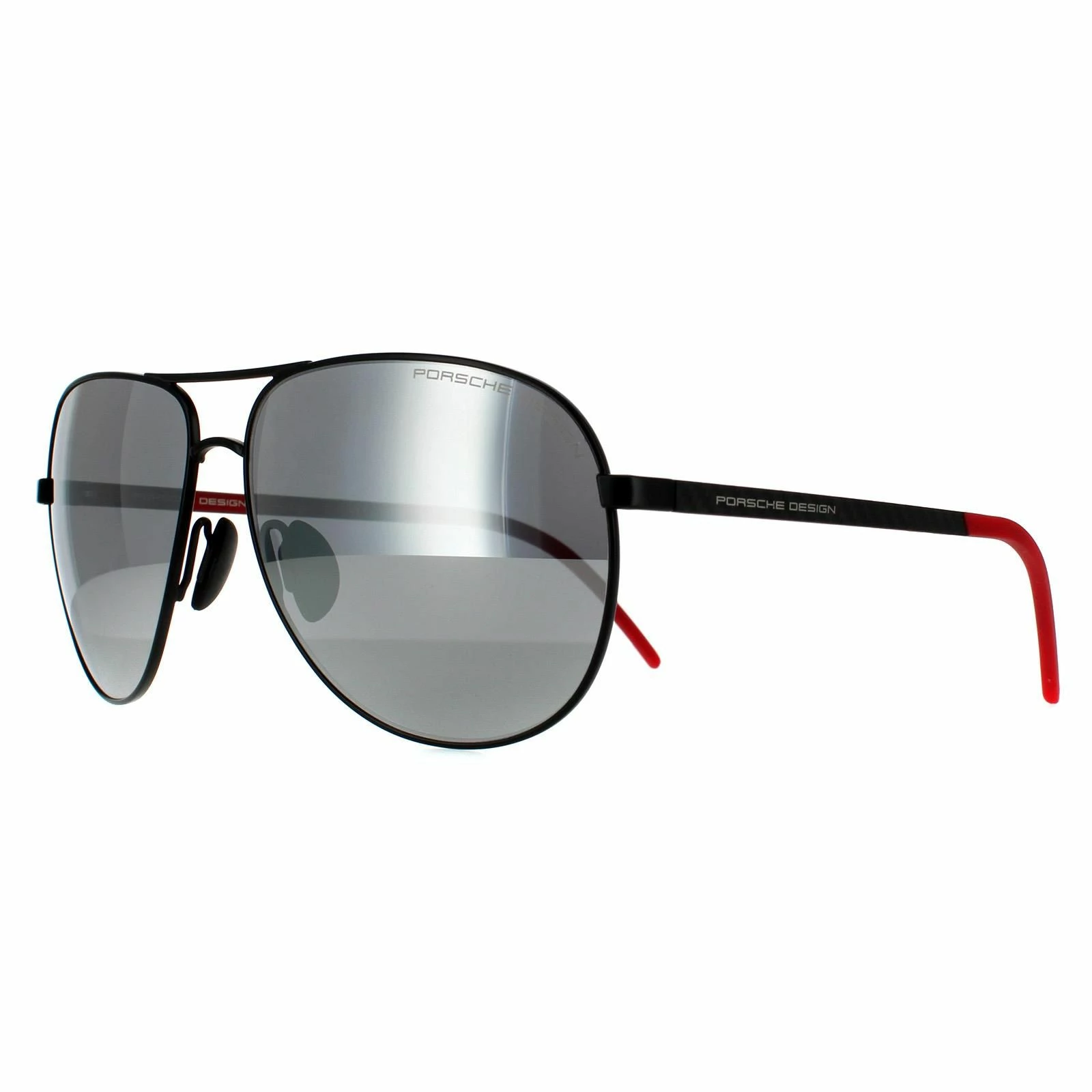 Porsche Design Aviator Mens Black Silver Mirror Polarized 90041091 4 Porsche Design Aviator Mens Black Silver Mirror Polarized 90041091 - Image 2