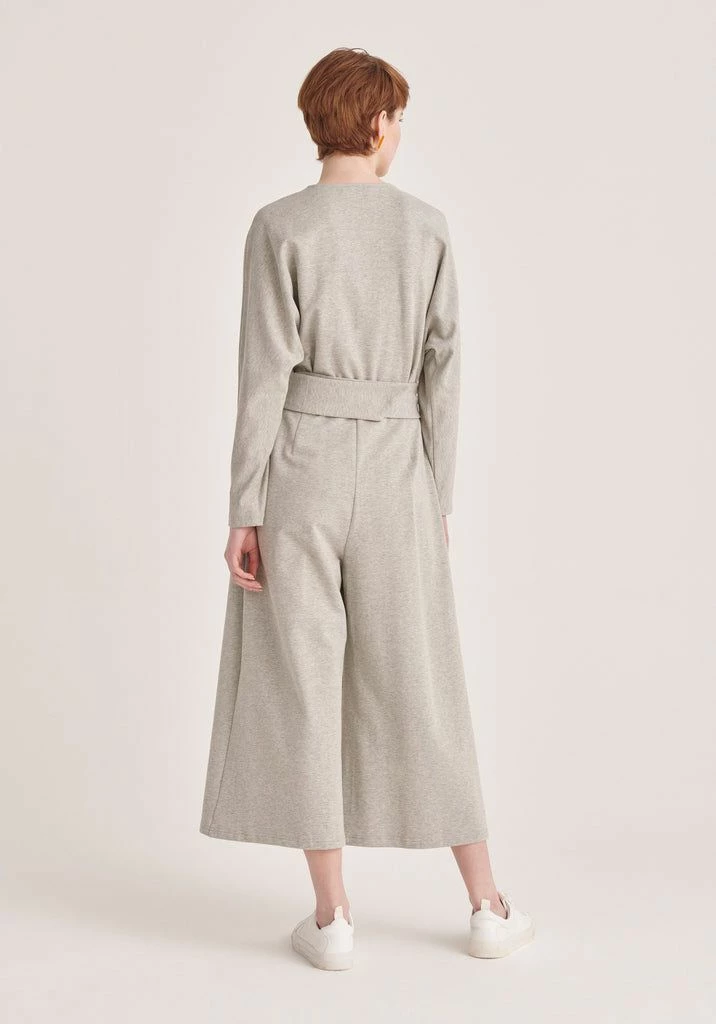 Paisie Belted Jersey Jumpsuit with Buttons - Grey 5 Paisie Belted Jersey Jumpsuit with Buttons - Grey - Image 3