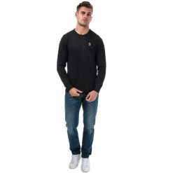 Men's Luke 1977 Gerard 3 Crew Neck Knitted Jumper in Black -Cheap Paisie Sales Store m360685 black 2