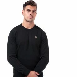 Men's Luke 1977 Gerard 3 Crew Neck Knitted Jumper in Black -Cheap Paisie Sales Store m360685 black 5
